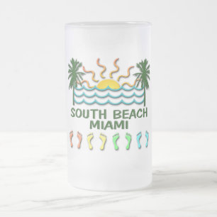 South Beach Miami Frosted Glass Beer Mug