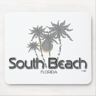 South Beach Miami Grey Palms Mouse Mat