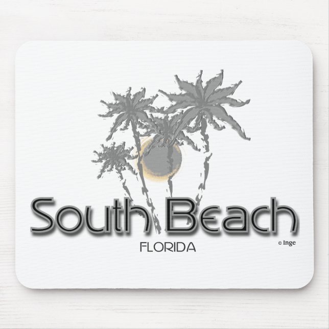 South Beach Miami Grey Palms Mouse Mat (Front)