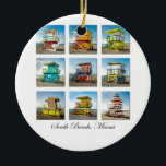 South Beach, Miami Life Guard Shacks Ceramic Tree Decoration<br><div class="desc">Live the Beach wherever you are. 9 lifeguard shacks located on South Beach,  Miami</div>