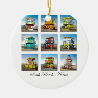 South Beach, Miami Life Guard Shacks Ceramic Tree Decoration