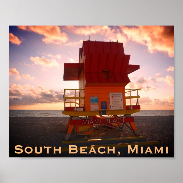 South Beach, Miami Lifeguard Stand (Ocean Rescue) Poster (Front)