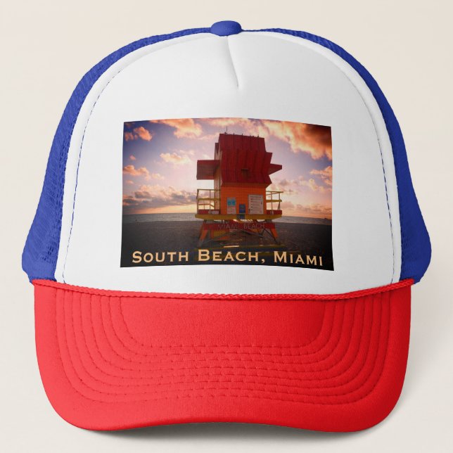 South Beach, Miami Lifeguard Stand (Ocean Rescue) Trucker Hat (Front)