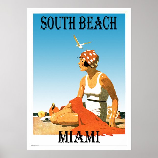 South Beach Miami Vintage Beach Poster (Front)