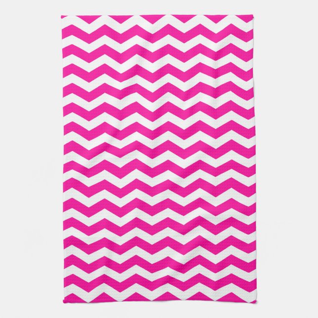 South Beach Pink Wave Chevron Tea Towel (Vertical)