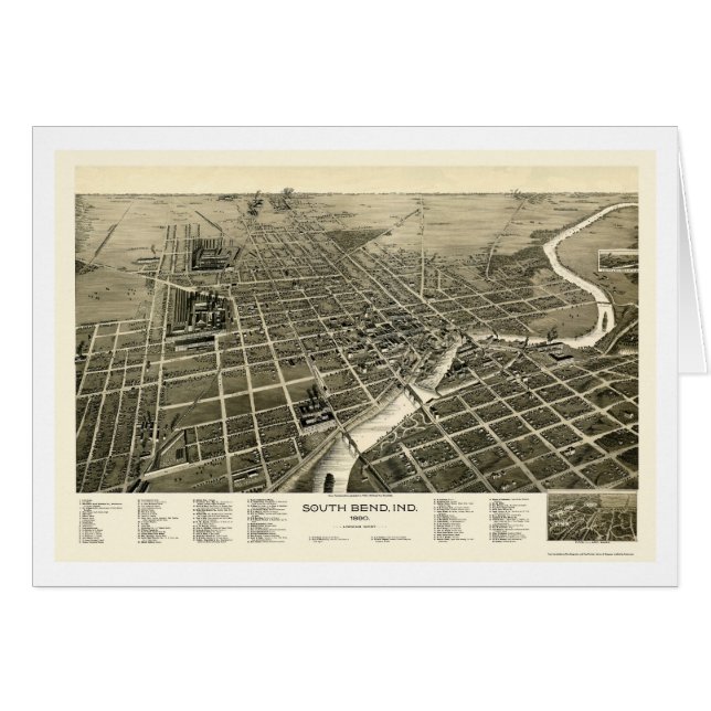 South Bend, IN Panoramic Map - 1890 (Front Horizontal)