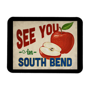 South Bend Indiana Apple - Vintage Travel Magnet