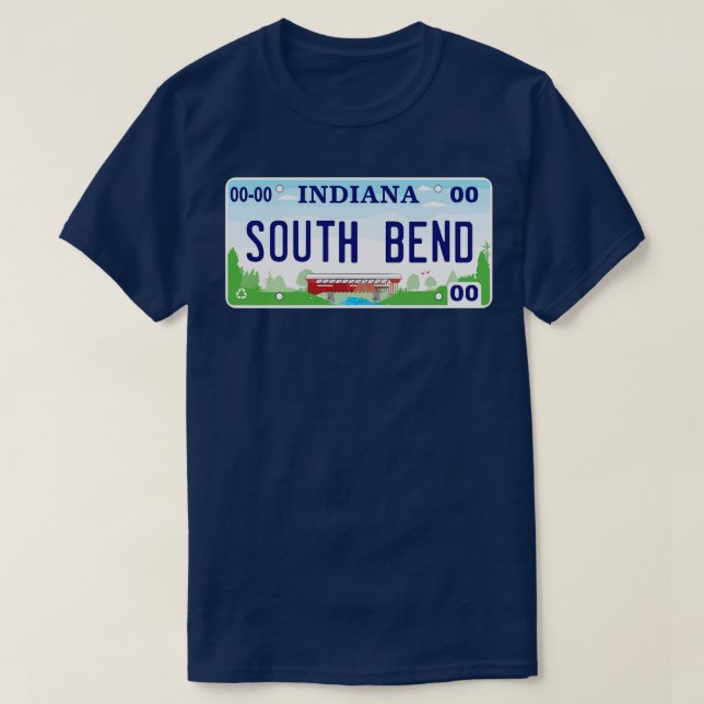 South Bend Indiana License Plate T-Shirt (Design Front)