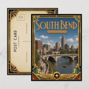 South Bend Indiana Vintage Art Deco Golden Age Postcard