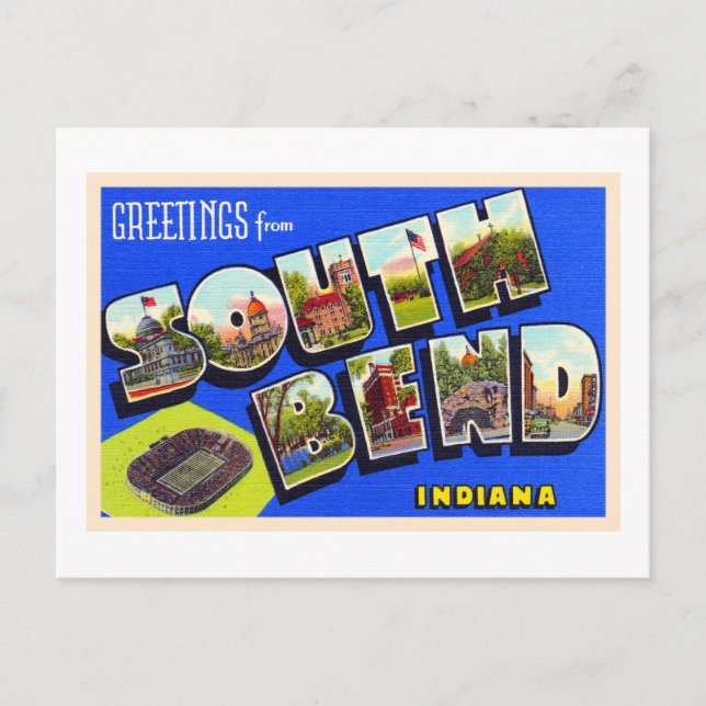 South Bend Indiana Vintage Large Letter Postcard (Front)