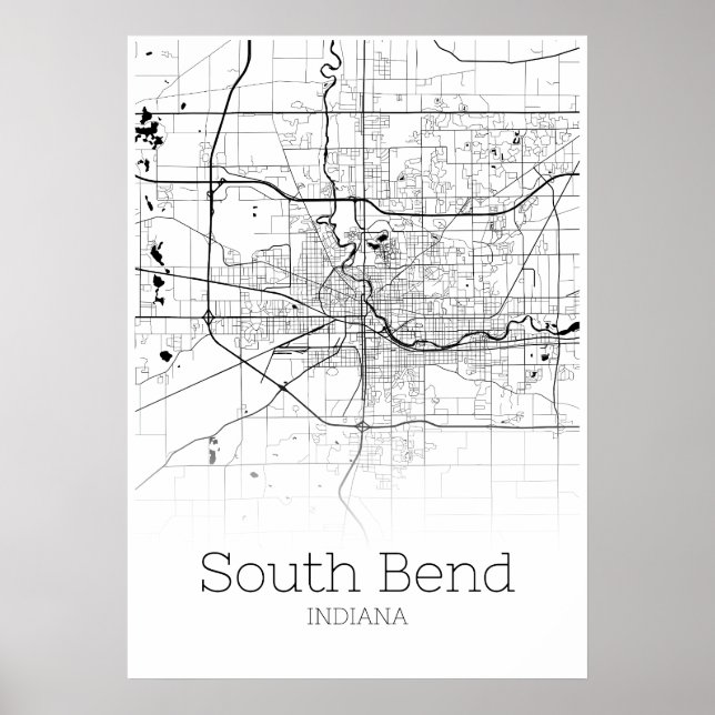 South Bend Map - Indiana - City Map Poster (Front)