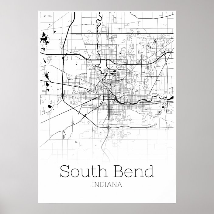 South Bend Map - Indiana - City Map Poster | Zazzle