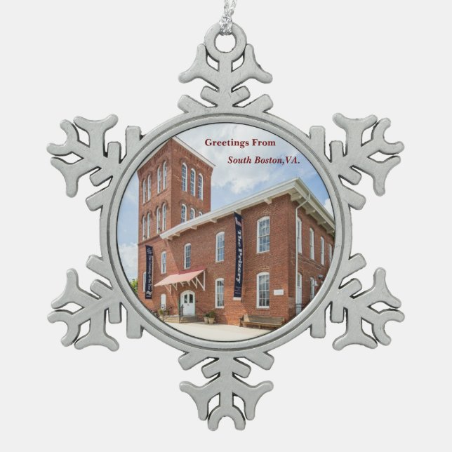 South Boston,VA Snowflake Pewter Christmas Ornament (Front)