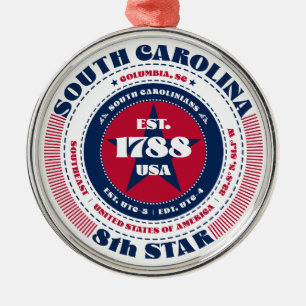 South Carolina 8th State Christmas Ornament