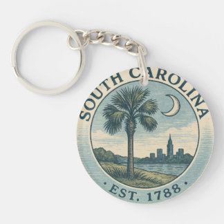 South Carolina Acrylic Keychain with Palmetto Tree