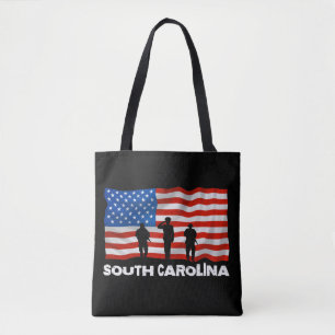 South Carolina  American Flag Christmas Tote Bag