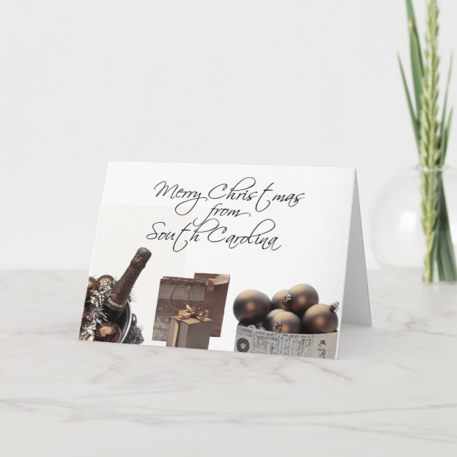 South Carolina  Christmas Card, state specific Holiday Card (Front)