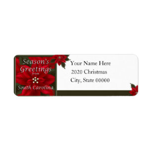 South Carolina Christmas Poinsettia Return Address