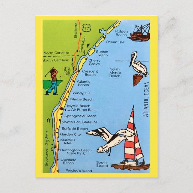 South Carolina Coast Postcard (Front)