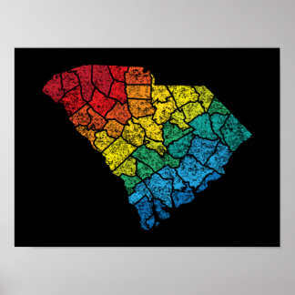 south carolina colour counties poster