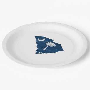 South Carolina flag and map Paper Plate