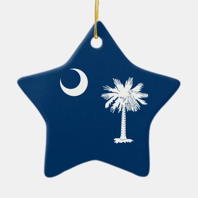 South Carolina Flag Ceramic Tree Decoration (Front)