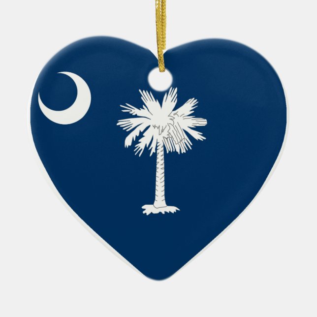 South Carolina Flag Heart Ceramic Tree Decoration (Front)