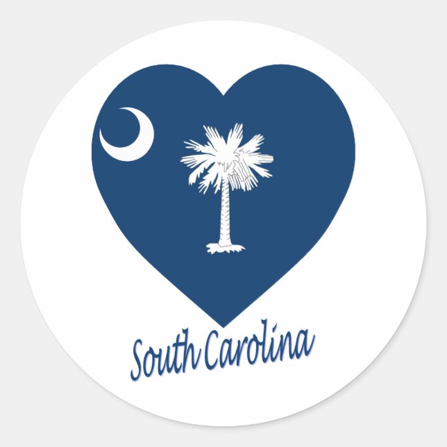 South Carolina Flag Heart Classic Round Sticker (Front)