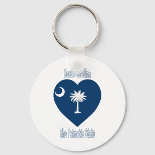 South Carolina Flag Heart Key Ring