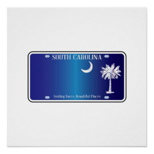 South Carolina Flag License Plate Poster