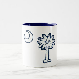 South Carolina Flag Palm Tree Bike Two-Tone Coffee Mug