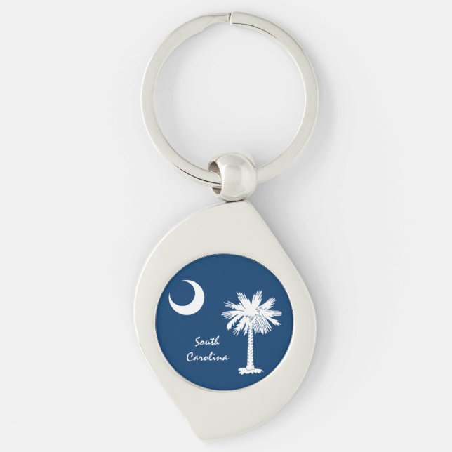 South Carolina Flag & S Carolina State USA /sports Key Ring (Front)