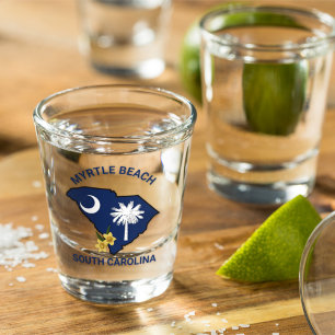 South Carolina Flag State Flower Yellow Jessamine Shot Glass
