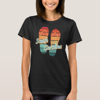 South Carolina Flip Flops Retro Grunge Sunset Sof T-Shirt