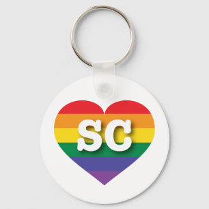 South Carolina Gay Pride Rainbow Heart - Big Love Key Ring