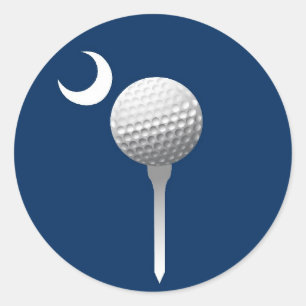 South Carolina Golfball and Crescent Classic Round Sticker