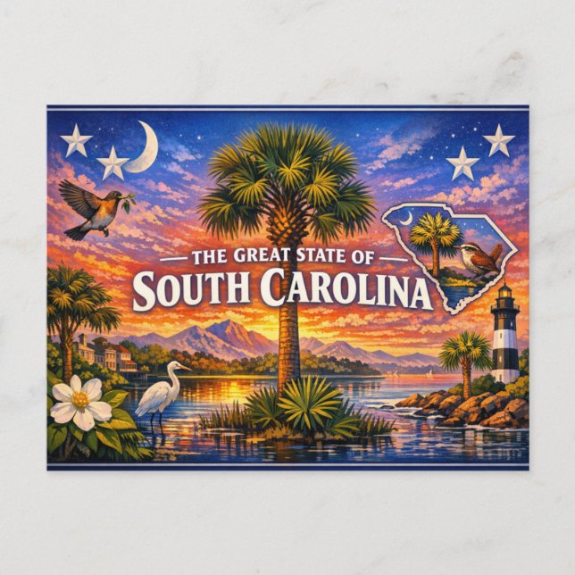 South Carolina Greetings Postcard  (Front)