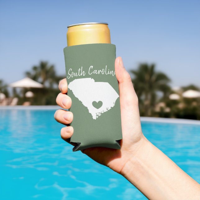 South Carolina Home State Map Love Heart Summer  Seltzer Can Cooler (In Situ Pool)