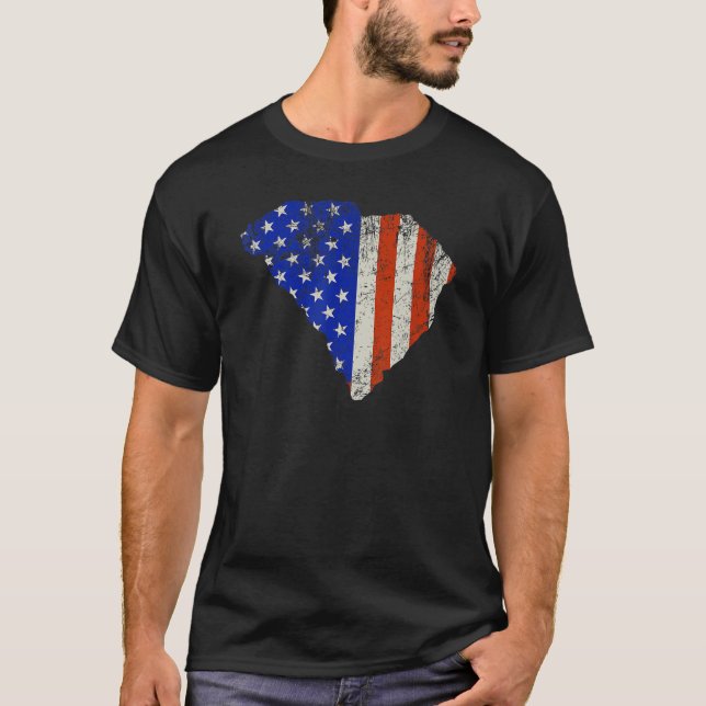 South Carolina Home Usa Flag T-Shirt (Front)