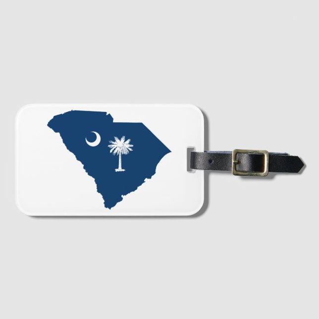 South Carolina in Blue and White Luggage Tag (Front Horizontal)