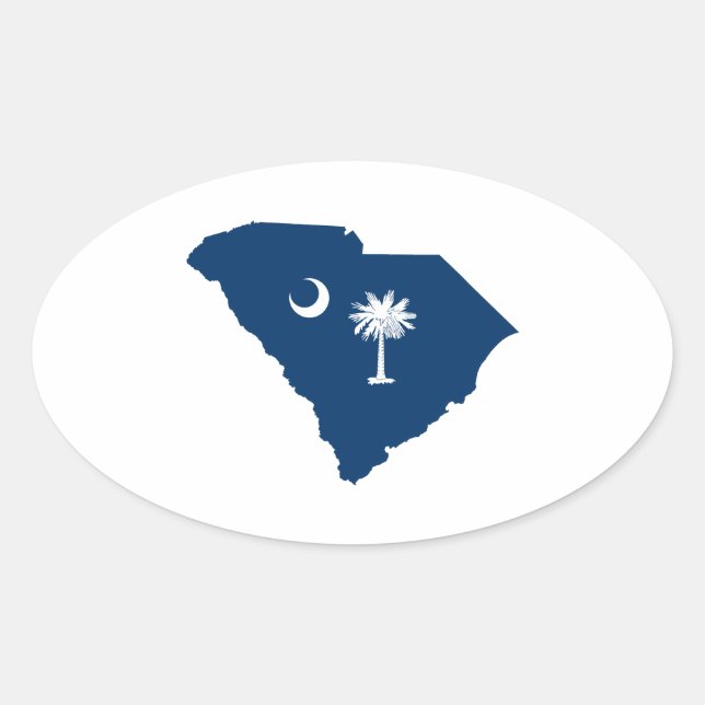 South Carolina in Blue and White Oval Sticker (Front)