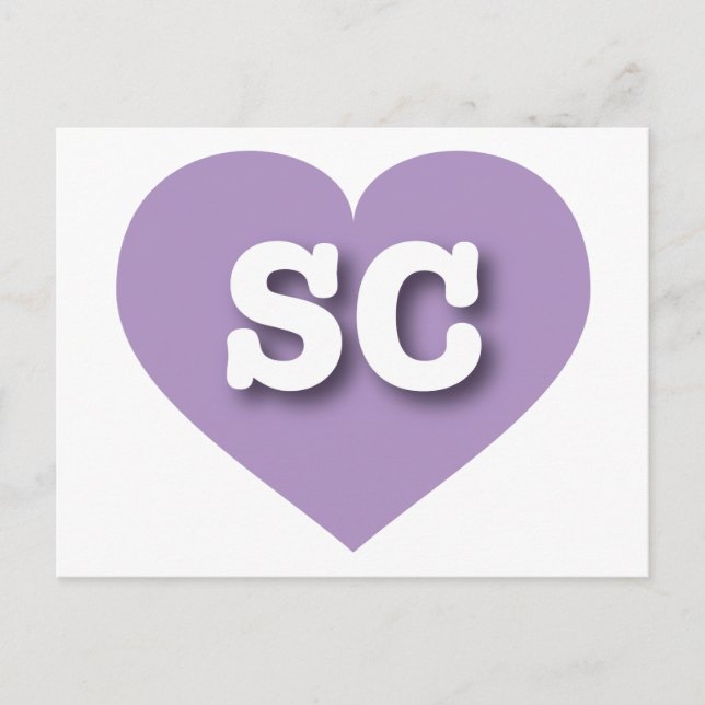 South Carolina Lavender Heart - I love SC Postcard (Front)