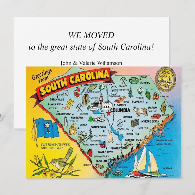 South Carolina Map Moving Announcement (Front/Back)