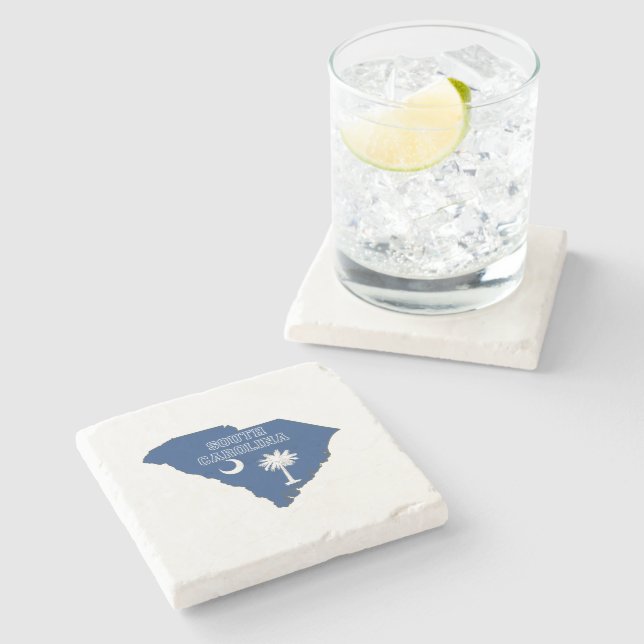 South Carolina Map Shaped Carolinian State Flag Stone Coaster (Side)