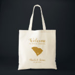 South Carolina Map Wedding Welcome Bag, Gold Tote Bag<br><div class="desc">Wedding weekend welcome gift bag for out of town guests to your wedding,  featuring image of South Carolina,  with heart you may place at the precise location. Fill tote with your favourite goodies.</div>