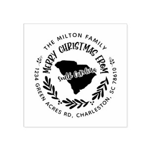 south carolina merry christmas return address rubber stamp