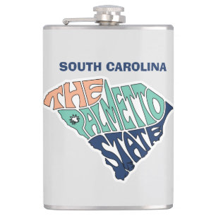 South Carolina Nickname Word Art Hip Flask