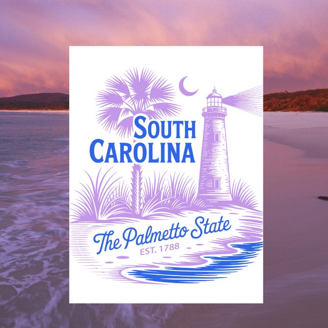 South Carolina Palmetto State Est. 1788 Travel Postcard (South Carolina Palmetto State Est. 1788 Travel Postcard
)