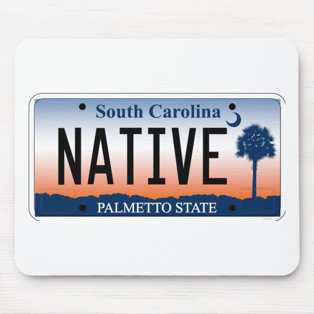 South Carolina Palmetto Sunrise License Plate Mouse Mat (Front)