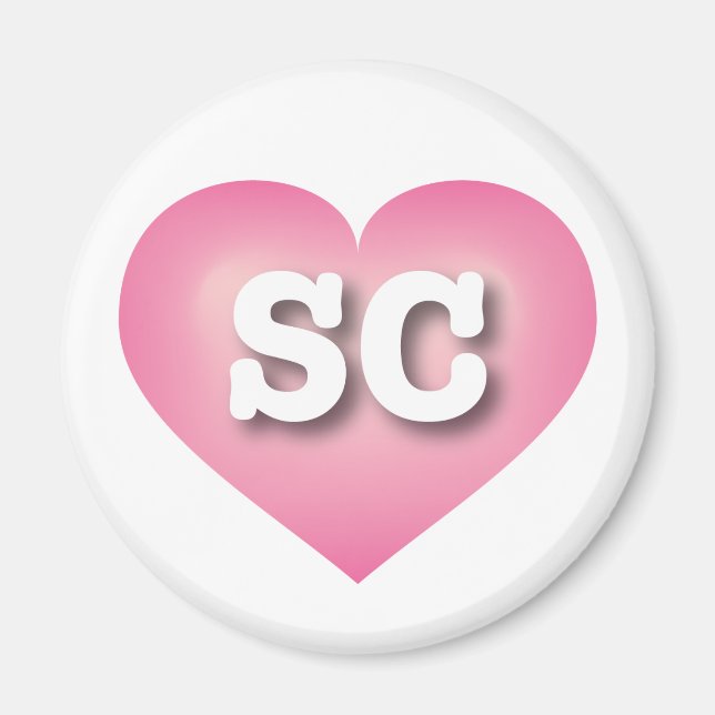 South Carolina Pink Fade Heart - I love SC Magnet (Front)